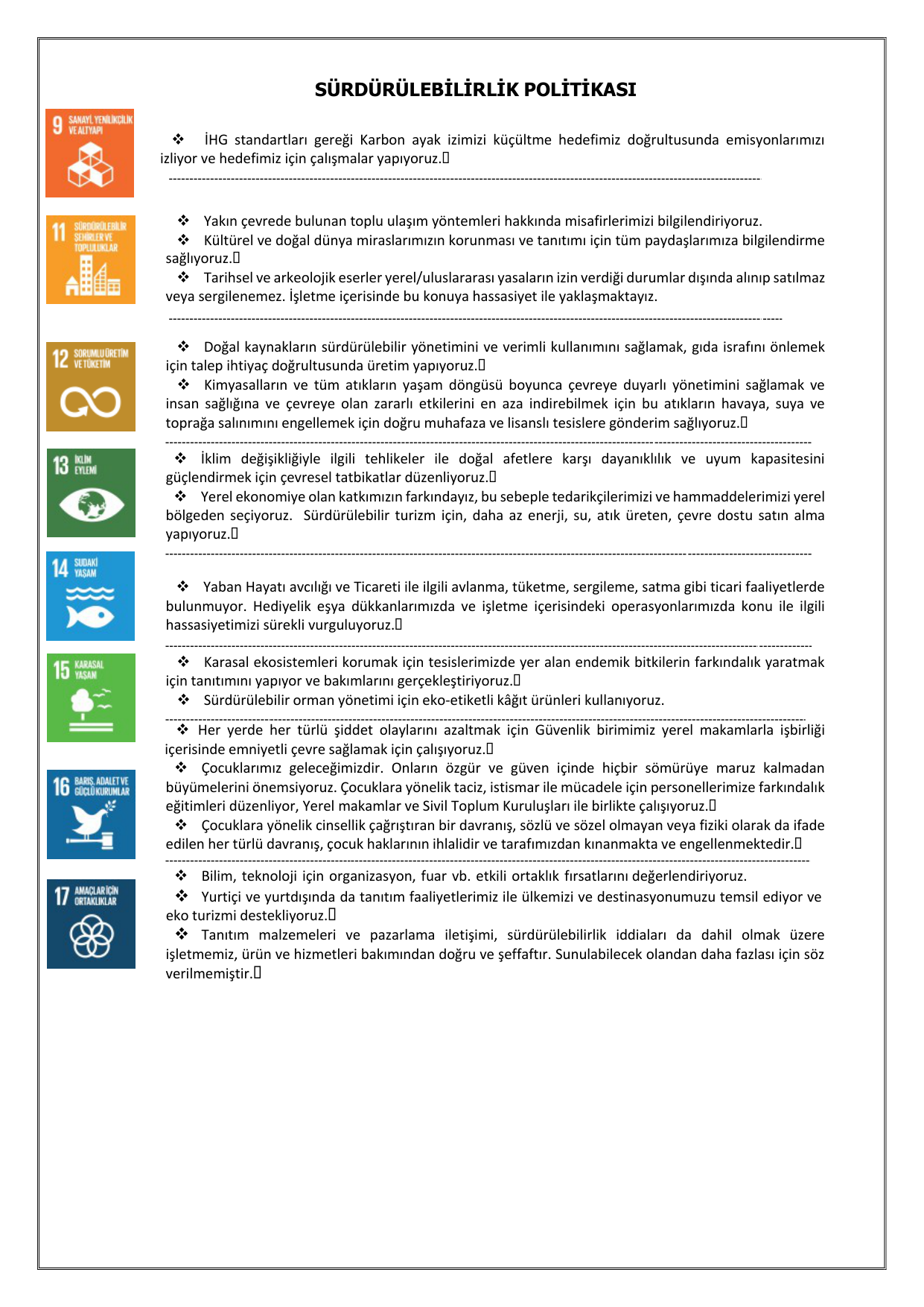 Sürdürülebilirlik Politikası Sayfa 2